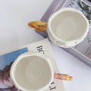 Axyaa 350ML Ceramic Coffee Cup with Bread Knot Handle - White