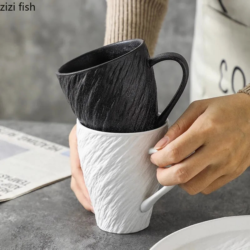 Axya Rock Texture Ceramic Mug - Solid Color Breakfast Cup, Tea Cup, Juice Cup