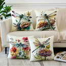 Dragonfly Floral Pattern Pillowcase x Axyaa: Living Room Sofa Chair Cushion Cover