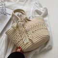 Axyaa Women's Woven Beach Tote: Lightweight Artistic Holiday Shoulder Bag
