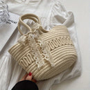 Axyaa Women's Woven Beach Tote: Lightweight Artistic Holiday Shoulder Bag