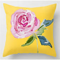 Yellow Floral Leaves Pattern Cushion Cover for Modern Living Room by Axyaa