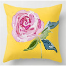 Yellow Floral Leaves Pattern Cushion Cover for Modern Living Room by Axyaa