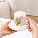 Axya Hand-painted Flower Ceramic Mug Set - Set of 2