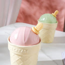 Axyaa Ice Cream Cone Ceramic Cup with Cover and Scoop