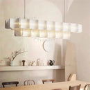 Axyaa White Acrylic LED Chandelier Minimalist Hanging Light Fixture for Bedroom, Dining, Living Room