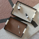 Axya Luxe Beige Leather Jewelry Tray for Home Decor, 30x35 cm