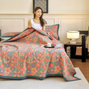 Axyaa Cotton Gauze Floral Single Quilt Blanket for Summer Comfort