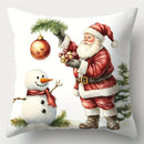 Axyaa Christmas Pillowcase Set - Tree, Snowman, Santa Claus, 17.7*17.7, Single-sided Print