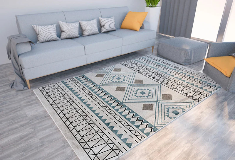 Axyaa Geometric Print Carpet for Boho Home Decor