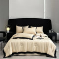 Axyaa Silk Summer Quilt Embroidered Bedspread Blanket Luxe Comforter for Bed