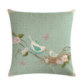 Blue Flower Bird Branch Pattern Cushion Set by Axyaa - Square Pillowcase Home Decoration