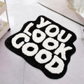 Axyaa Cute Tufted Bath Mats, Black & White Fun Carpet Rug, Bedroom & Living Room Gift Mats