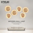 Axyaa Circular Wooden LED Wall Lamp for Bedroom Living Room Decor.