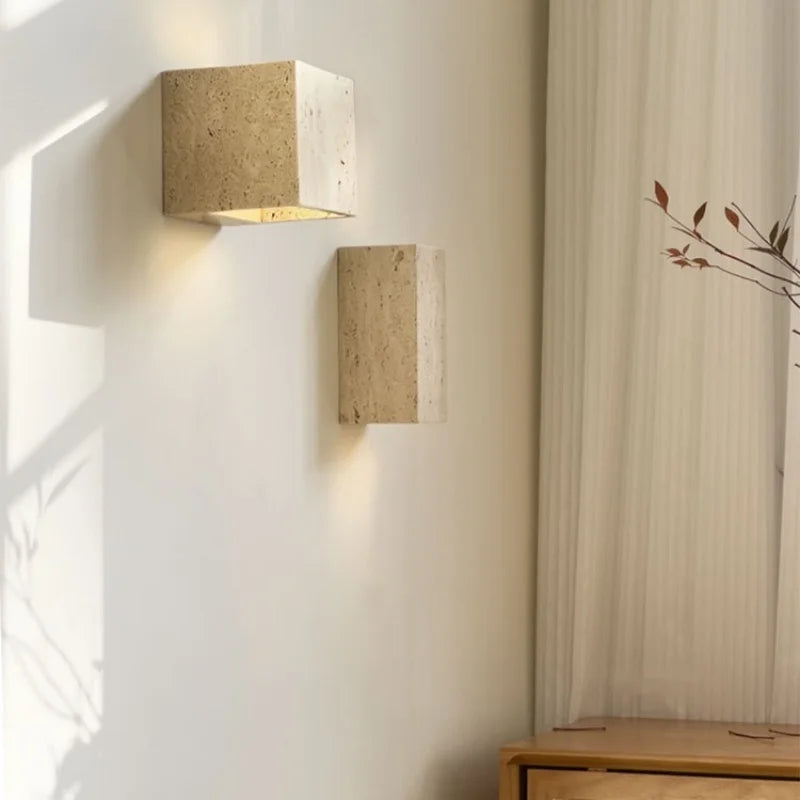 Axyaa LED Travertine Stone Wall Lamp for Indoor Living Room Decoration