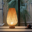 Axya Bamboo Table Lamp: Handmade Bedroom Living Room Decor Bedside Desk Light