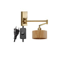 Axyaa Wooden Wall Sconce LED Lampshade with Pull Chain Switch for Bedroom Bathroom Perspective Mirror