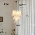 Axyaa Glass Petal Chandelier: Modern Multi-Tier Pendant Lamp for Dining Room, Bedroom, and Kitchen