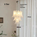 Axyaa Glass Petal Chandelier: Modern Multi-Tier Pendant Lamp for Dining Room, Bedroom, and Kitchen