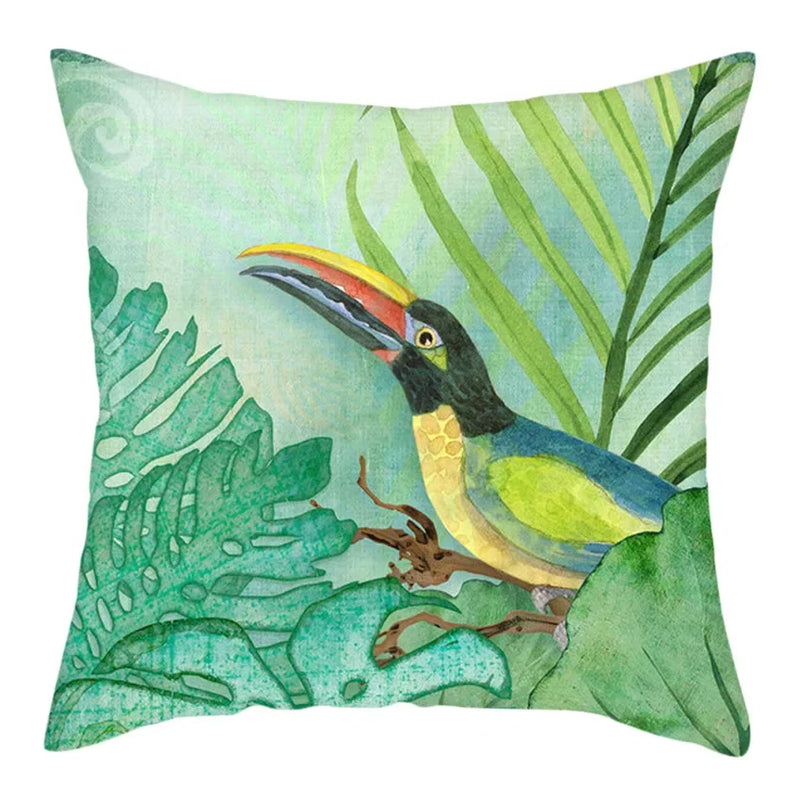 Blue Bird Print Cushion Cover by Axyaa - Home Decor Pillow Case for Sofa Bed