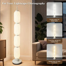 Axyaa Nordic Floor Lamp Iron Base LED Cream Lampshade Home Decor