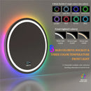 Axyaa LED Round Bathroom Mirror with Anti-Fog, Bluetooth Speaker, and Front & RGB Backlit