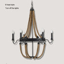 Axyaa Hemp Rope Ceiling Chandelier: Vintage Loft Pendant Lamp for Dining Room, Cafe, Living Room