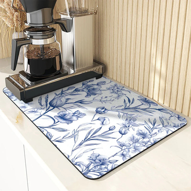 Axyaa Solid Color Dish Drying Mat: Heat Resistant Non-slip Kitchen Drain Pad
