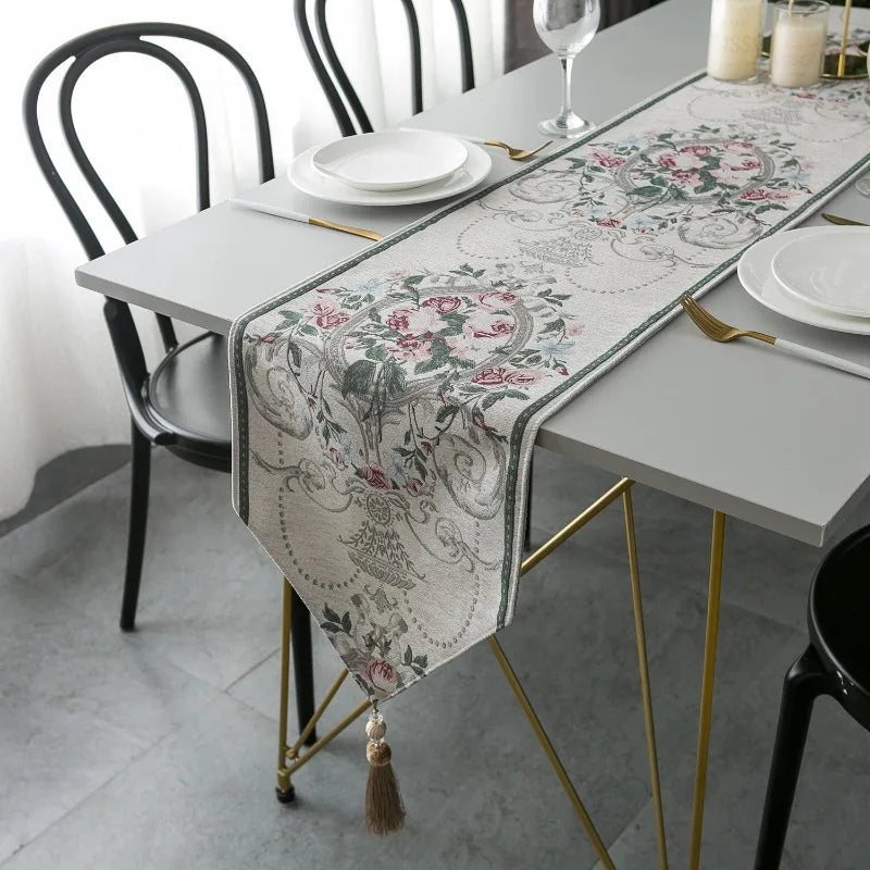 Axya European Jacquard Table Runner for Dining and Tea Tables