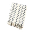 Axyaa Khaki Wave Jacquard Knit Throw Blanket: Soft, Cozy Acrylic with Tassels
