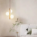 Axyaa Frosted Glass Crystal Chandelier: Elegant Round Ball Pendant Light for Living Room