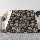 Axyaa Grunge Skulls Pattern Fleece Throw Blanket, Soft & Warm Bedspread