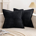 Axyaa Corduroy Boho Striped 18x18 Inch Throw Pillow Covers for Couch Sofa