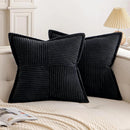 Axyaa Corduroy Boho Striped 18x18 Inch Throw Pillow Covers for Couch Sofa