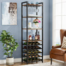 Axyaa 20 Bottle Wine Bakers Rack with Glass Holder and Storage Shelves
