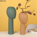 Axyaa Abstract Human Head Ceramic Vase for Desk Decoration and Flower Arrangement