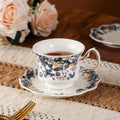 Axyaa Retro Blue & White Ceramic French Tea Cup Set with Gold-painted Accents