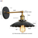 Axyaa Gold Industrial Wall Lamp with Pull Chain Switch and LED Lighting
