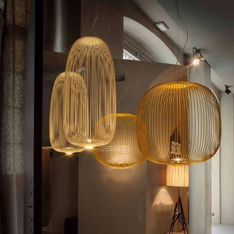 Axyaa Retro LED Spokes Pendant Lamp: Modern Industrial Hanging Light
