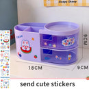 Axyaa Desktop Organizer Drawer, Transparent Plastic Multifunction Pen Holder Cute Design