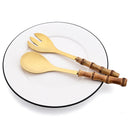 Axyaa Long Handle Serving Spork Set - Bamboo Wooden & Stainless Steel Cutlery