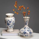 Axyaa Antique Blue White Porcelain Vase - High-End Retro Decor for Living Room