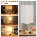Axyaa Dimmable Wood Desk Lamp with USB Ports, Rechargeable Reading Light