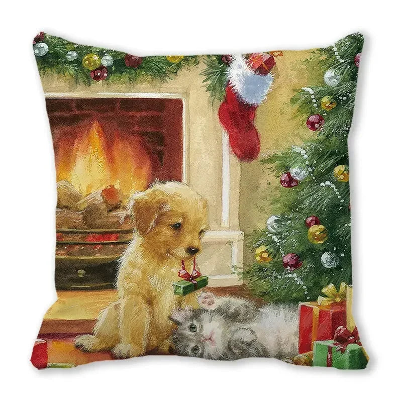 Axyaa Christmas Cat Dog 2023 Pillowcase Snowman Gift Set Decor