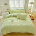 Axyaa Embroidered Waffle Cotton Queen Bedding Set with Sheets & Pillowcases