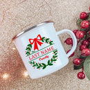 Axyaa Custom Name Wreath Enamel Mug - Christmas Family Party Coffee Wine Cup