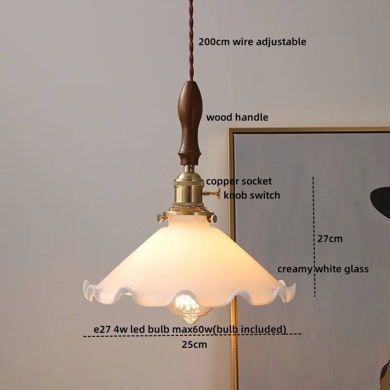 Axyaa Fabric Copper LED Pendant Lights, E14 Nordic Hanging Lamp for Home Decor