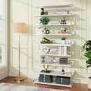Axyaa 8-Tier Acrylic & Wood Bookcase, 63" Modern Display Storage, Living Room & Bedroom