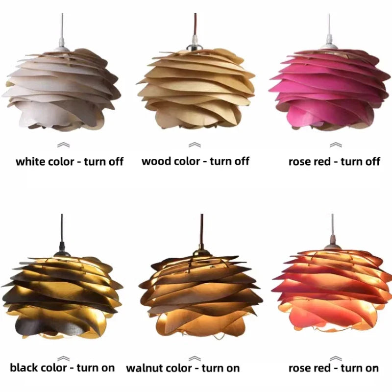 Axyaa Nordic Wood Rose Design LED Pendant Lights