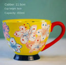 Hand-painted Ceramic Oatmeal Mug, Large Capacity Tea & Coffee Cup by Axyaa